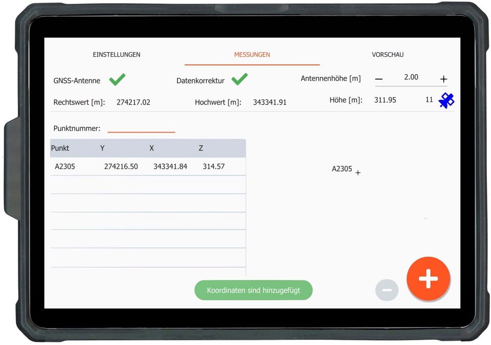 Interfaz de iPolMOD, el software móvil de registro GNSS